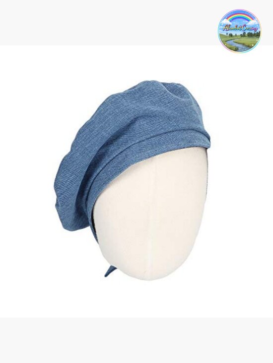 Denim Cotton Beret Hat Adjustable Strap French Style Lightweight display picture 1